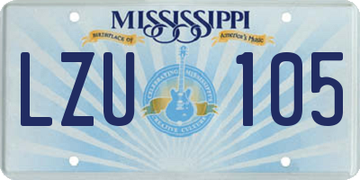 MS license plate LZU105