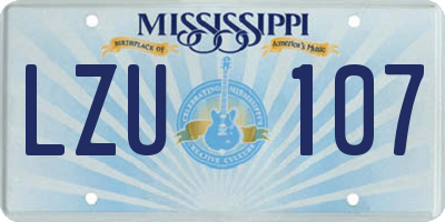MS license plate LZU107