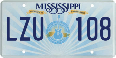 MS license plate LZU108