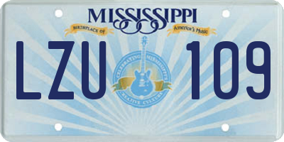 MS license plate LZU109