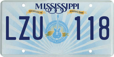 MS license plate LZU118
