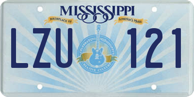 MS license plate LZU121