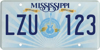 MS license plate LZU123