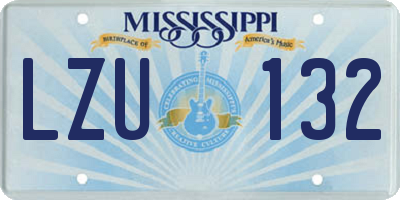 MS license plate LZU132