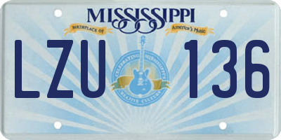 MS license plate LZU136