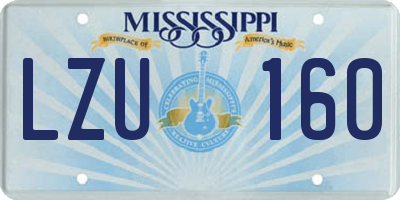 MS license plate LZU160