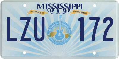 MS license plate LZU172