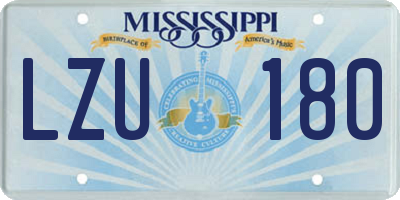 MS license plate LZU180