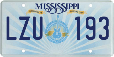 MS license plate LZU193