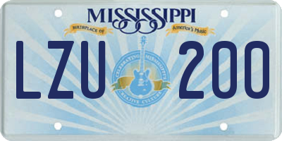 MS license plate LZU200