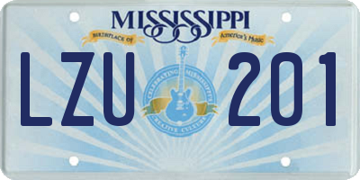 MS license plate LZU201