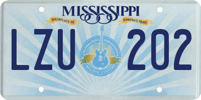 MS license plate LZU202