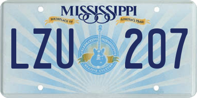 MS license plate LZU207
