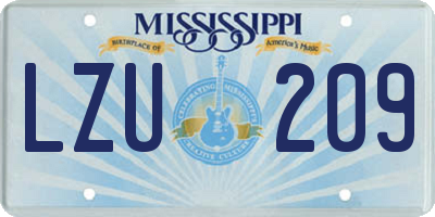 MS license plate LZU209