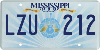 MS license plate LZU212