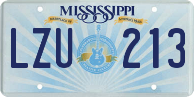 MS license plate LZU213