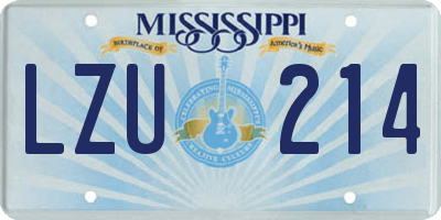 MS license plate LZU214