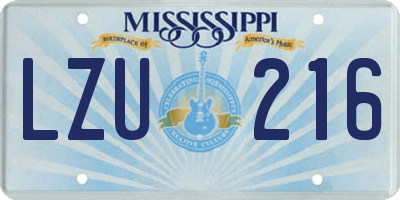 MS license plate LZU216