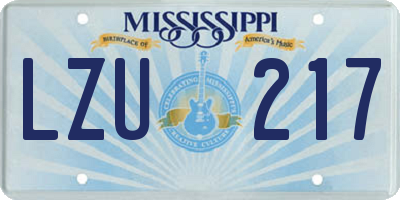 MS license plate LZU217