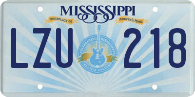 MS license plate LZU218