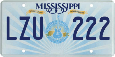 MS license plate LZU222