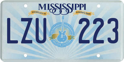 MS license plate LZU223