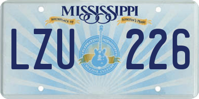MS license plate LZU226