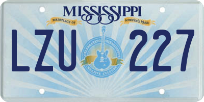 MS license plate LZU227