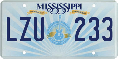 MS license plate LZU233