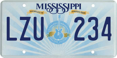 MS license plate LZU234