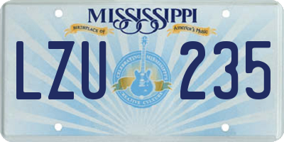 MS license plate LZU235