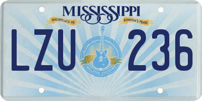 MS license plate LZU236