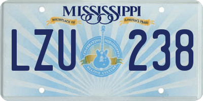 MS license plate LZU238
