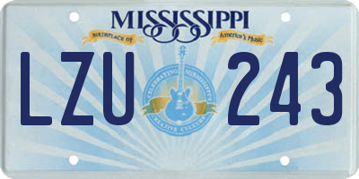 MS license plate LZU243