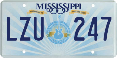 MS license plate LZU247