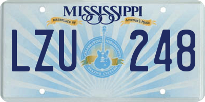 MS license plate LZU248