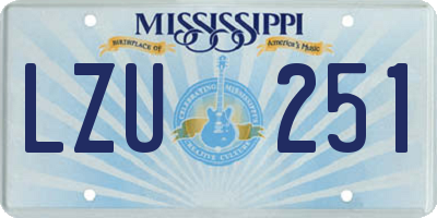 MS license plate LZU251