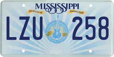 MS license plate LZU258