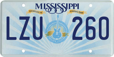 MS license plate LZU260