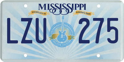 MS license plate LZU275