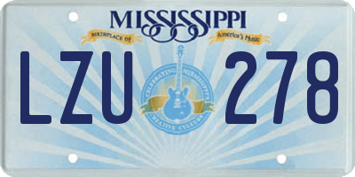 MS license plate LZU278