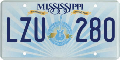 MS license plate LZU280