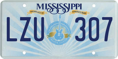 MS license plate LZU307