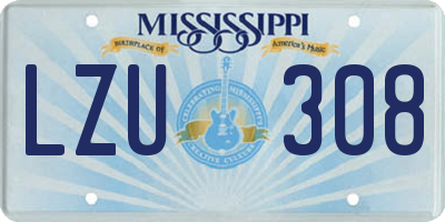 MS license plate LZU308