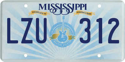 MS license plate LZU312