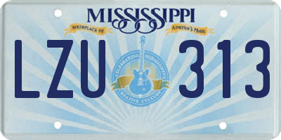 MS license plate LZU313