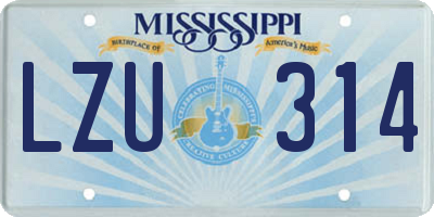 MS license plate LZU314