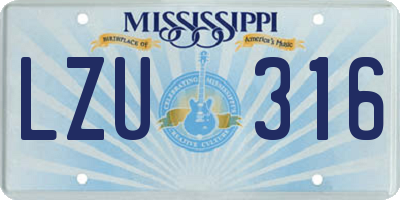 MS license plate LZU316