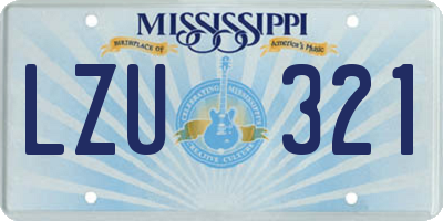 MS license plate LZU321