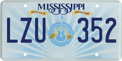 MS license plate LZU352